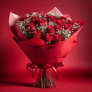 Premium Red Roses and Baby's Breath