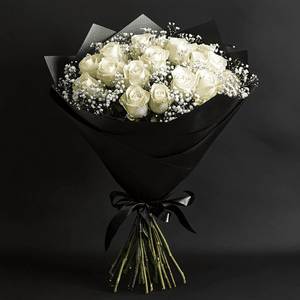 Premium White Roses and Baby's Breath